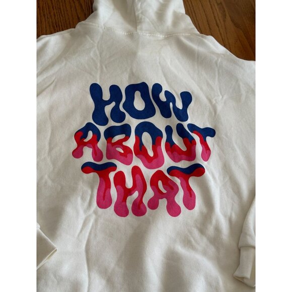 Zara Graphic Hoodie Sz Small White “Brief Romance” Flaming Heart Abstract Art - Picture 6 of 9